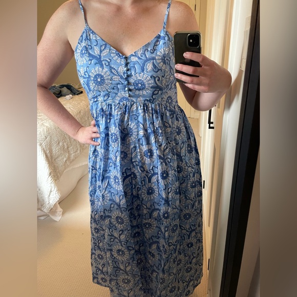 Block print floral cotton dress sundress nightgown size small handmade - Picture 1 of 8